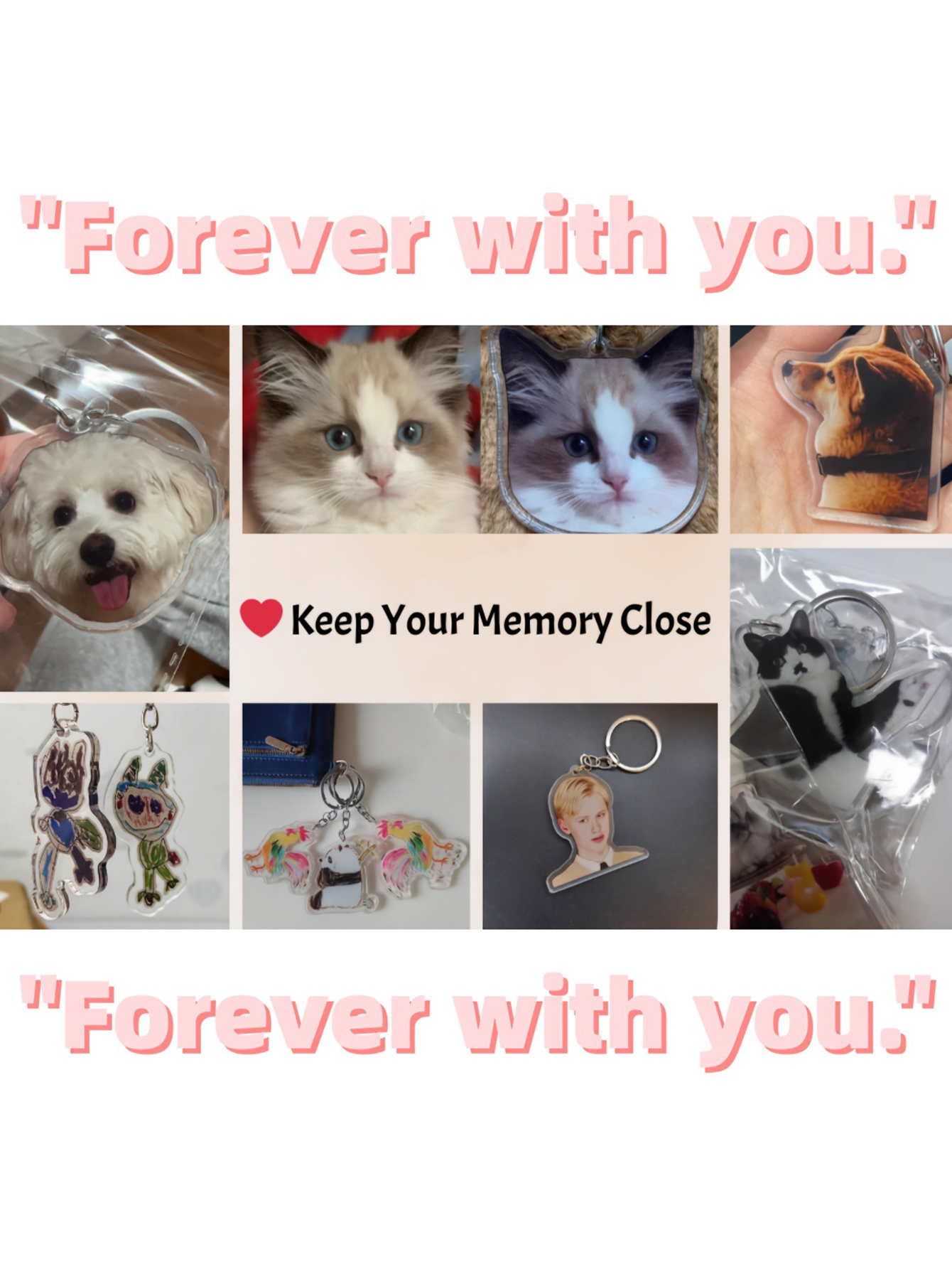 Custom Photo Keychain - Personalized Acrylic Keychain with Double-Sided Pet Portrait